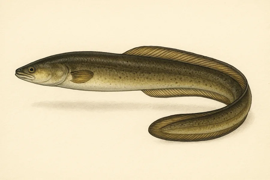 American eel identification illustration — side view for checking South Carolina size limits