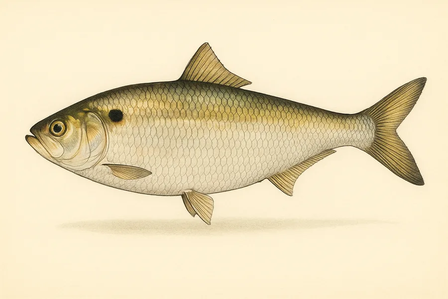 American shad identification illustration — side view for checking Virginia size limits