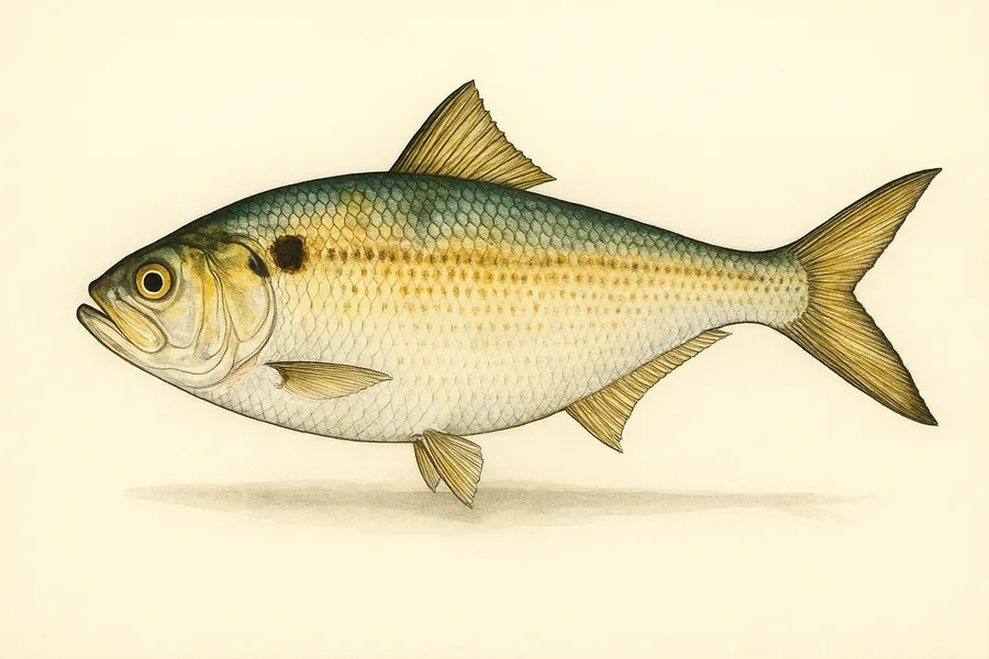 Atlantic menhaden (bunker) identification illustration — side view for checking New York size limits