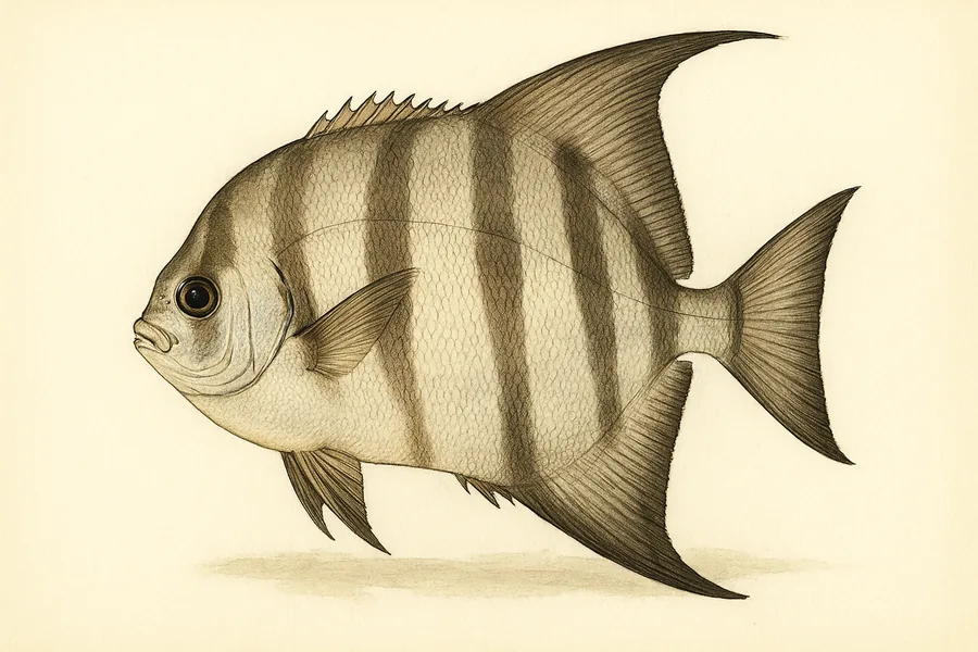 Atlantic spadefish identification illustration — side view for checking Virginia size limits