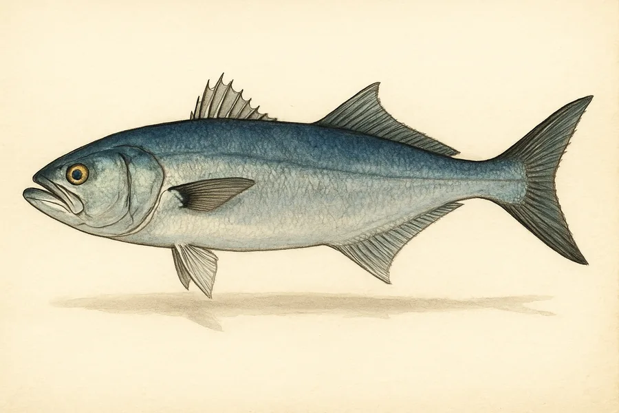 Bluefish identification illustration — side view for checking Florida size limits
