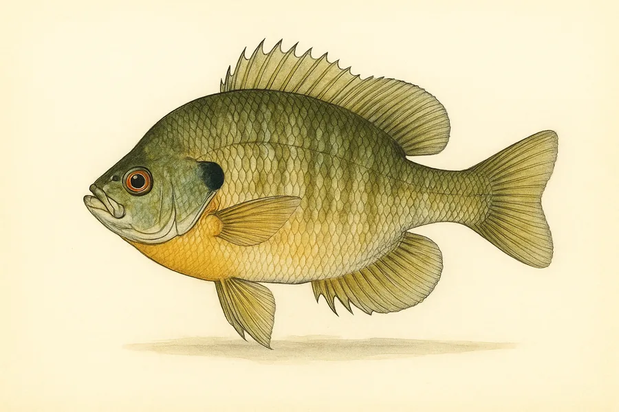 Bluegill identification illustration — side view for checking North Dakota size limits