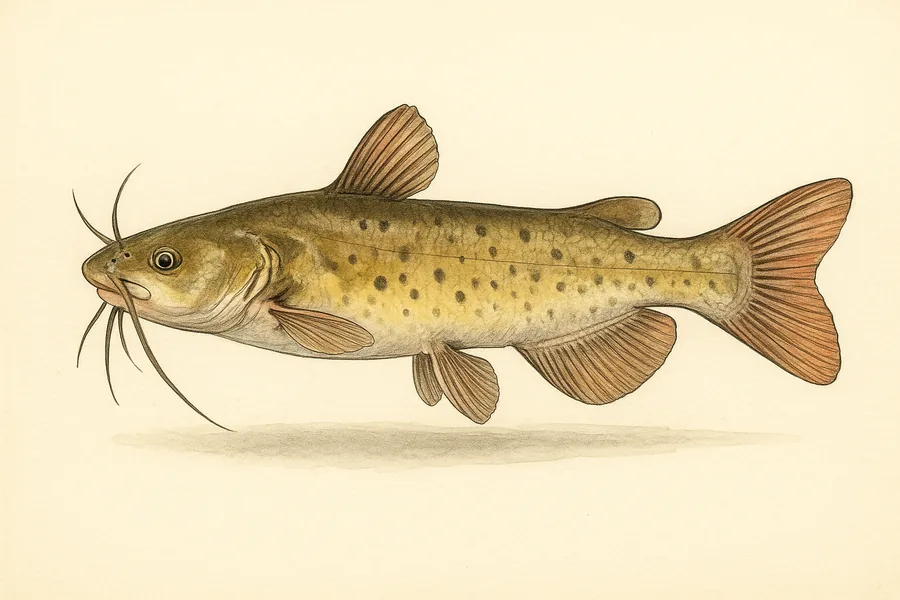 Catfish (channel and flathead) identification illustration — side view for checking Georgia size limits