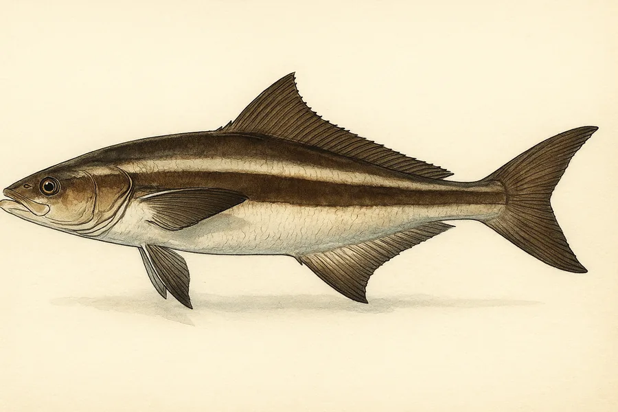 Cobia identification illustration — side view for checking Florida size limits