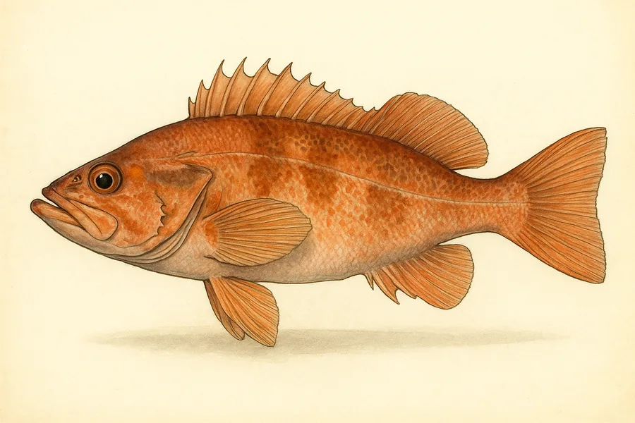 Cowcod identification illustration — side view for checking California size limits