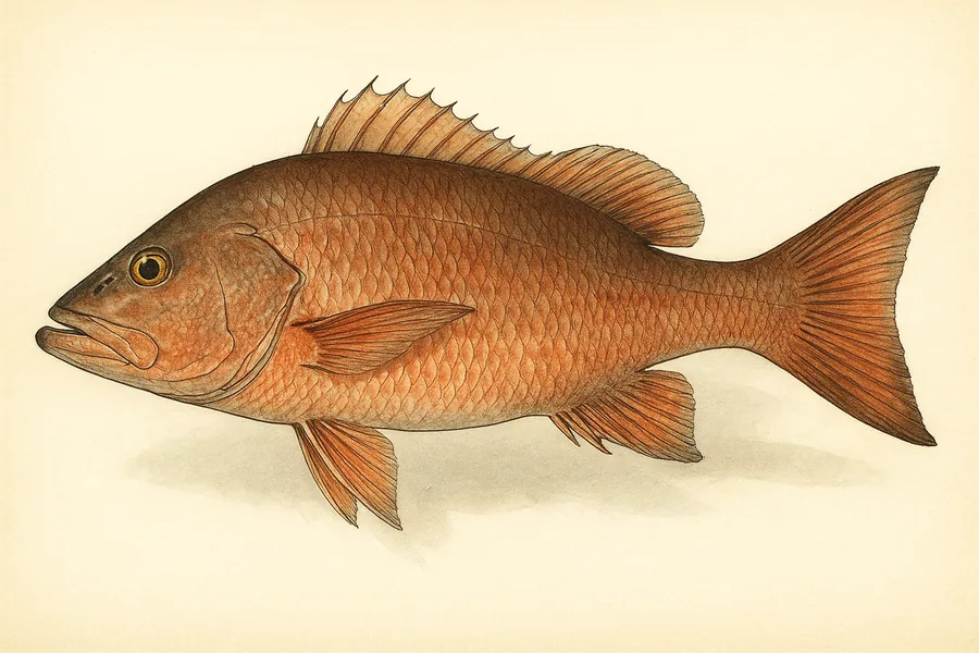 Cubera snapper identification illustration — side view for checking Louisiana size limits
