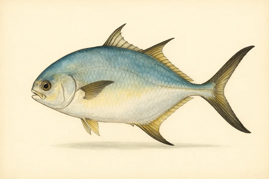 Florida pompano identification illustration — side view for checking Florida size limits