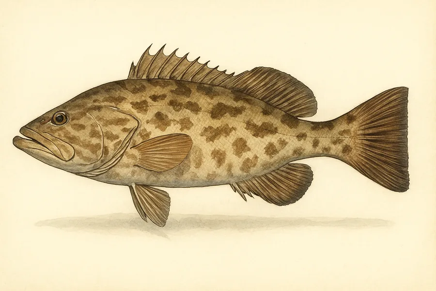 Gag grouper identification illustration — side view for checking Florida size limits