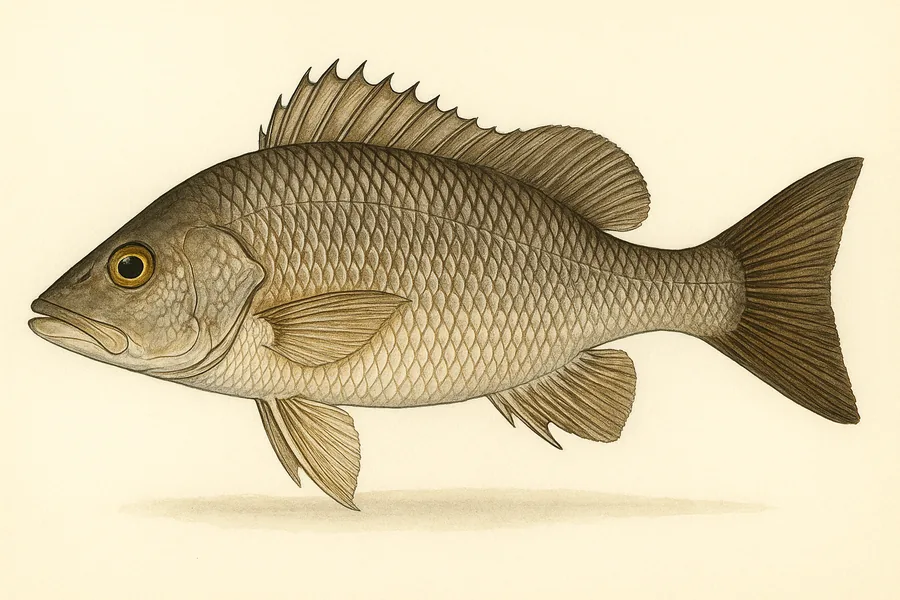 Gray snapper (mangrove) identification illustration — side view for checking Louisiana size limits
