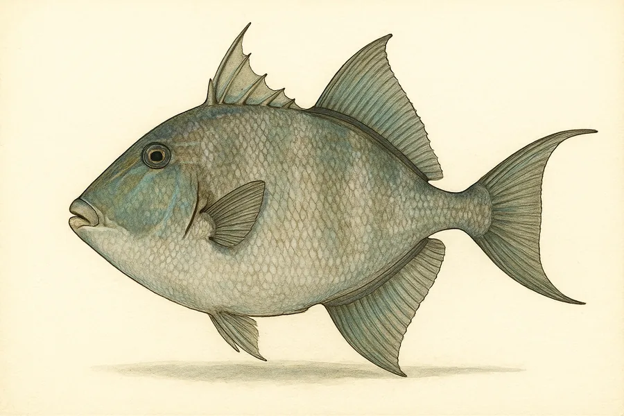 Gray triggerfish identification illustration — side view for checking Mississippi size limits