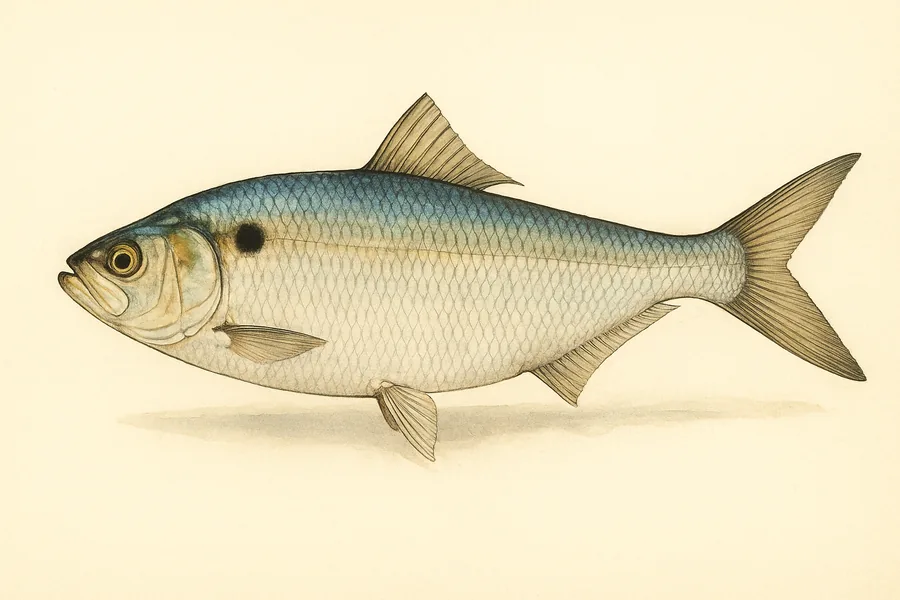 Hickory shad identification illustration — side view for checking New York size limits