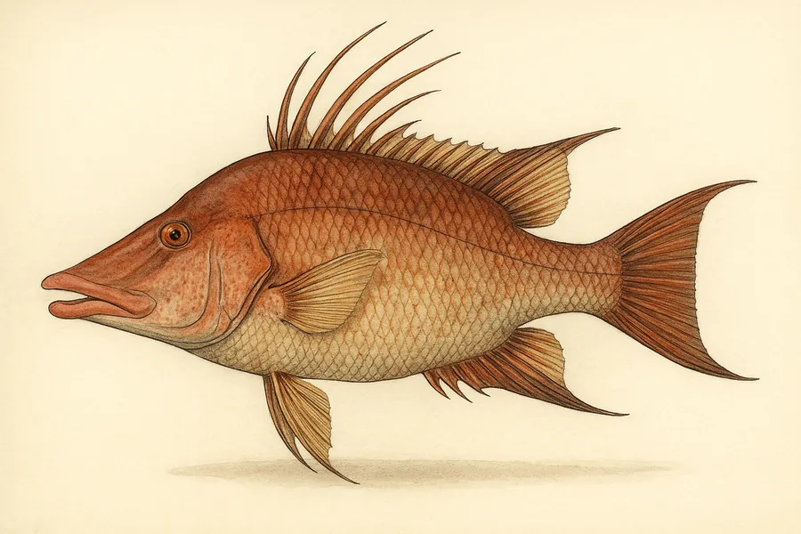Hogfish identification illustration — side view for checking Louisiana size limits