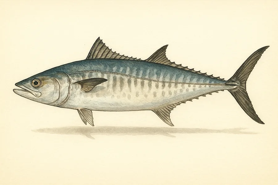 King mackerel identification illustration — side view for checking Mississippi size limits