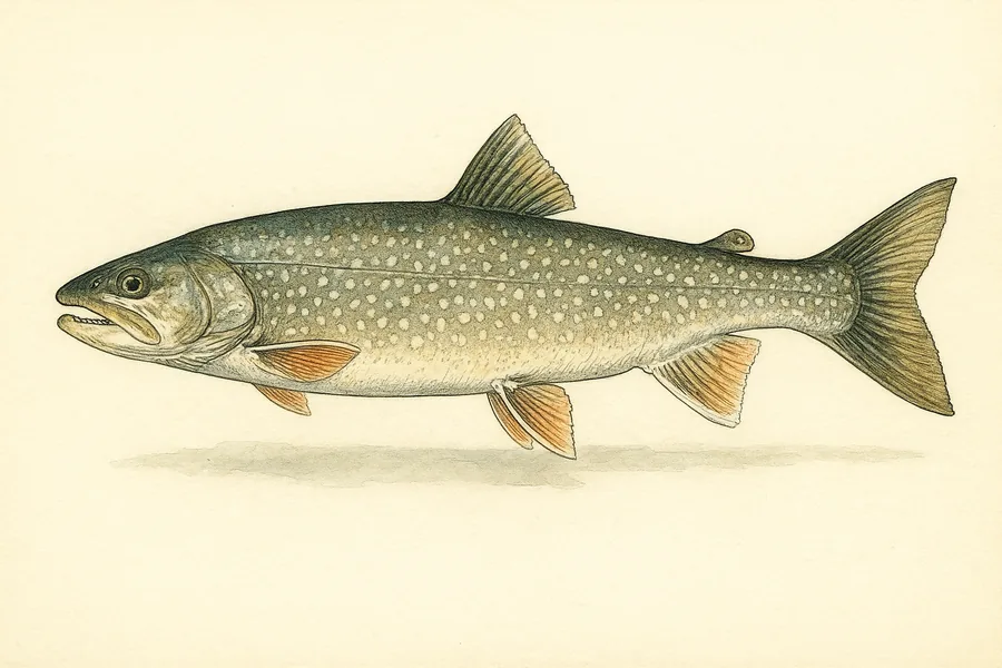 Lake trout identification illustration — side view for checking Montana size limits