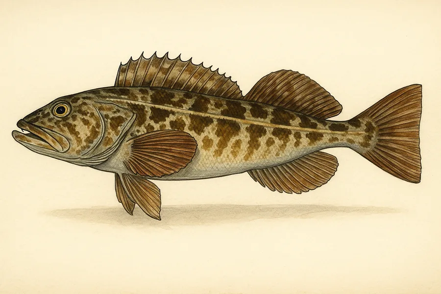 Lingcod identification illustration — side view for checking California size limits