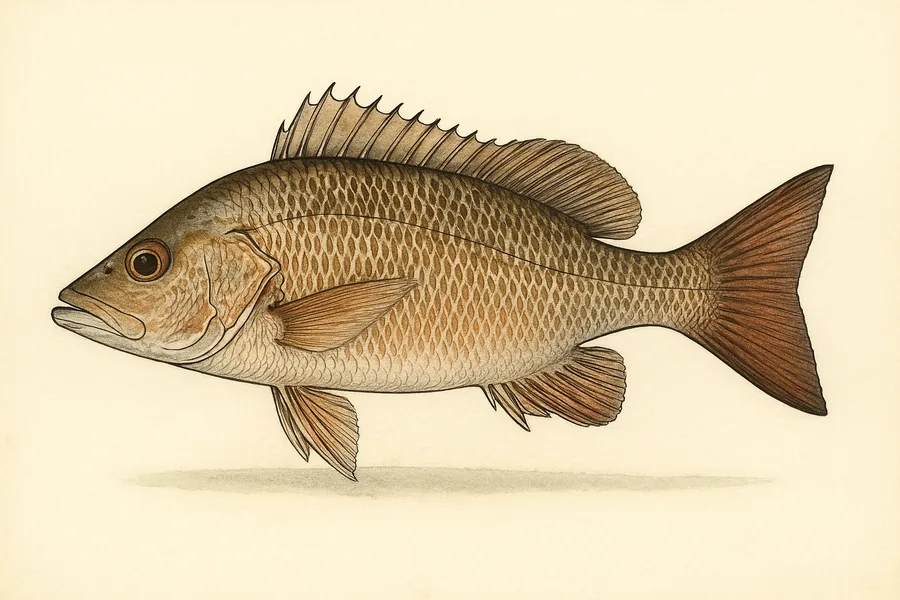Mangrove snapper (gray snapper) identification illustration — side view for checking Florida size limits