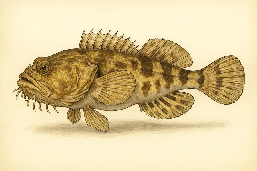 Oyster toadfish identification illustration — side view for checking New York size limits