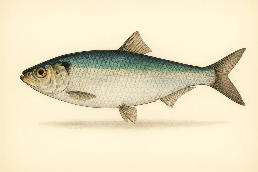 Pacific herring identification illustration — side view for checking California size limits