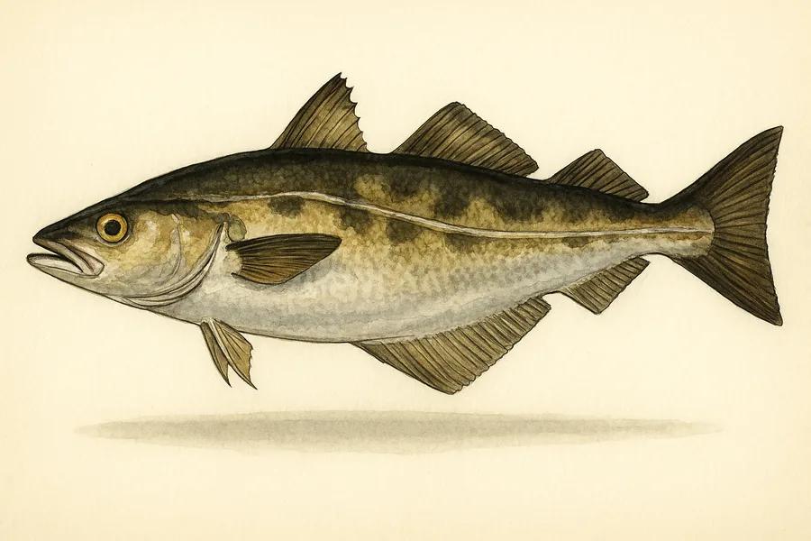 Pollock identification illustration — side view for checking New York size limits