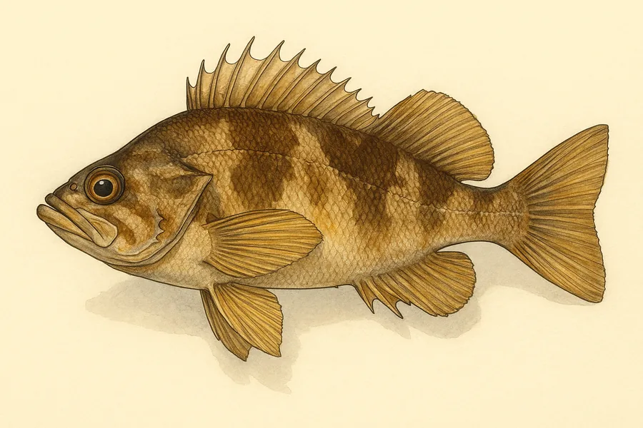 Quillback rockfish identification illustration — side view for checking California size limits