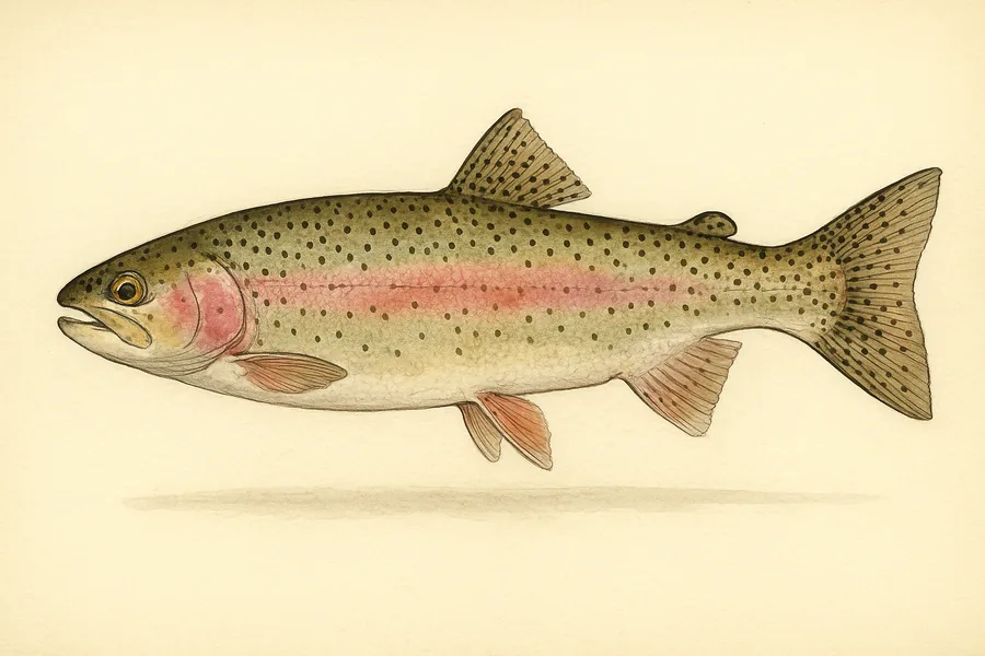 Rainbow trout identification illustration — side view for checking Alabama size limits