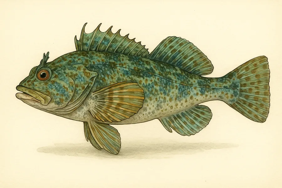 Rockfish, cabezon and greenling (RCG complex) identification illustration — side view for checking California size limits