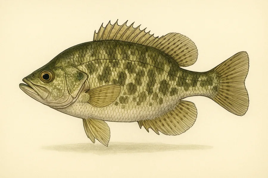 Sacramento perch identification illustration — side view for checking Nevada size limits