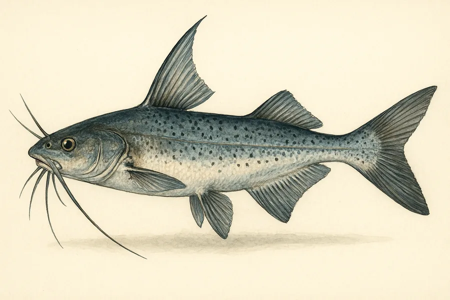 Saltwater catfishes (hardhead and gafftopsail) identification illustration — side view for checking South Carolina size limits