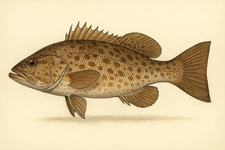 Scamp identification illustration — side view for checking Alabama size limits