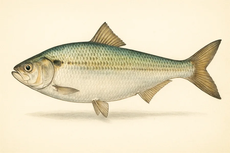 Shad (American and hickory) identification illustration — side view for checking Georgia size limits