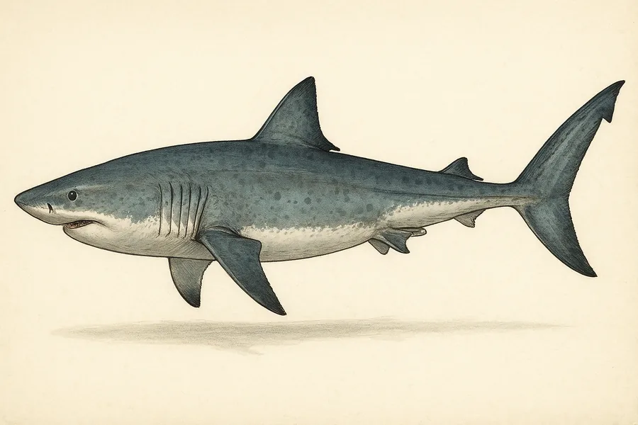 Sharks (allowable species — see notes for tiers and exceptions) identification illustration — side view for checking Texas size limits