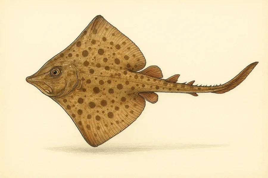 Skates and rays identification illustration — side view for checking Alabama size limits
