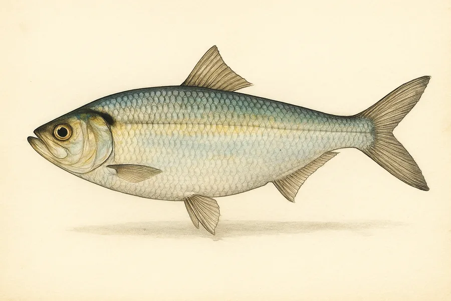 Skipjack herring identification illustration — side view for checking Alabama size limits
