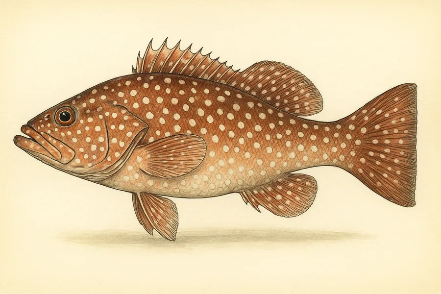 Speckled hind identification illustration — side view for checking Mississippi size limits