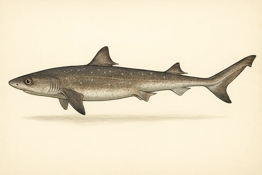 Spiny dogfish identification illustration — side view for checking North Carolina size limits