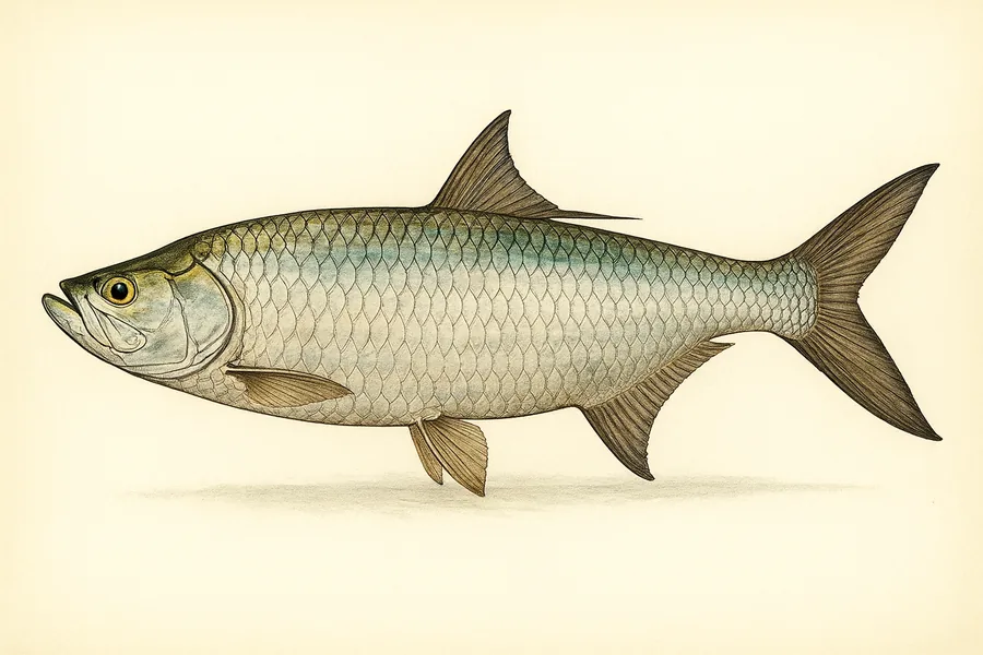 Tarpon identification illustration — side view for checking Mississippi size limits