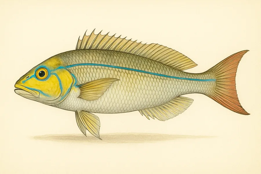 Tilefish (goldface and blueline) identification illustration — side view for checking Louisiana size limits