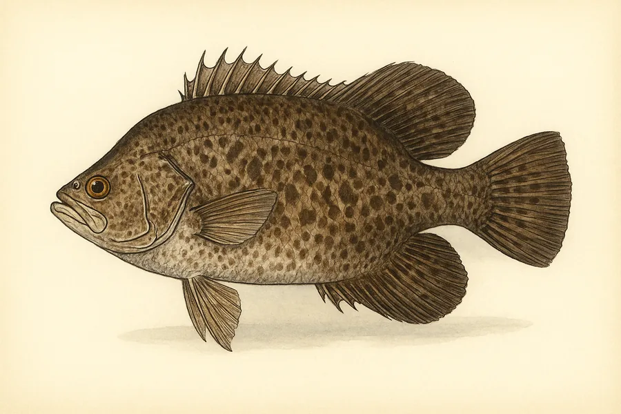 Tripletail identification illustration — side view for checking Mississippi size limits