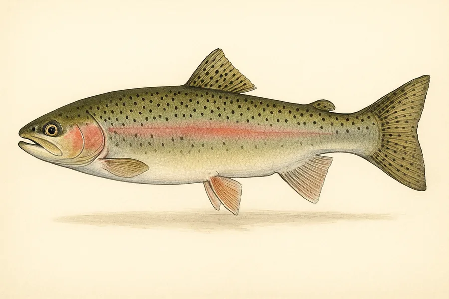 Trout and salmon, including steelhead identification illustration — side view for checking Ohio size limits