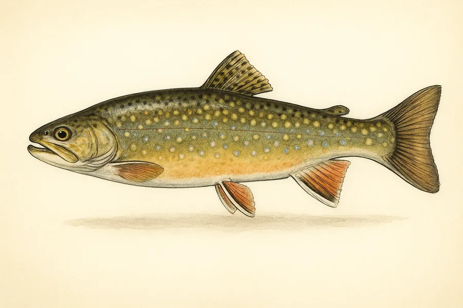 Trout (brook, rainbow, brown and hybrids) identification illustration — side view for checking Georgia size limits