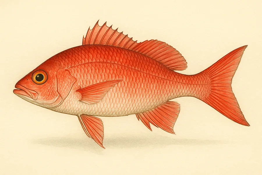 Vermilion snapper identification illustration — side view for checking Louisiana size limits