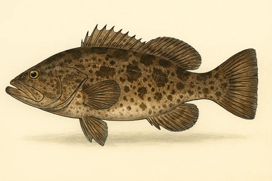 Warsaw grouper identification illustration — side view for checking Mississippi size limits