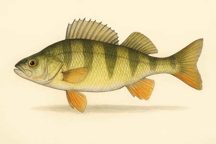Yellow perch identification illustration — side view for checking Alabama size limits